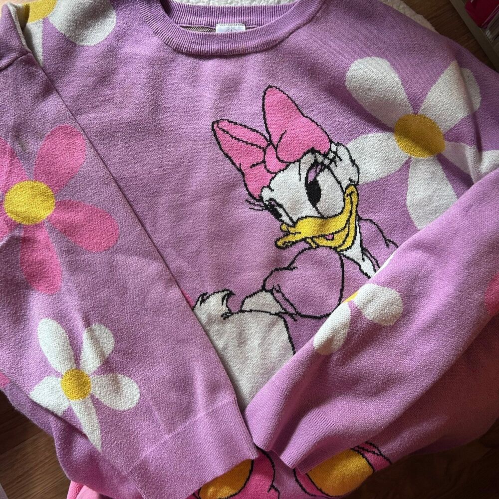 Disney Parks Daisy Duck Knit Sweater Size 2X Purple Oversized Warm
